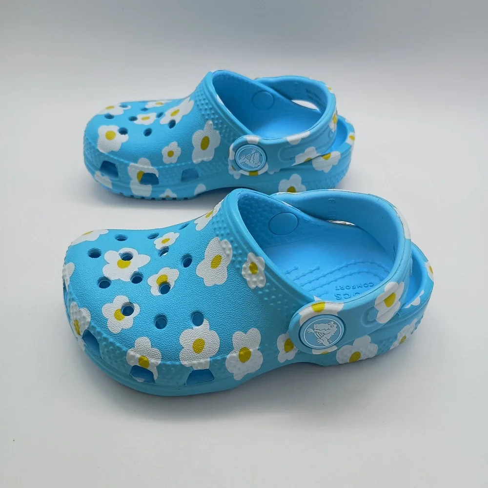 Crocs Classic Daisy Clog T Tinted Glass Blue Floral Toddler Size C6 211264-4WD